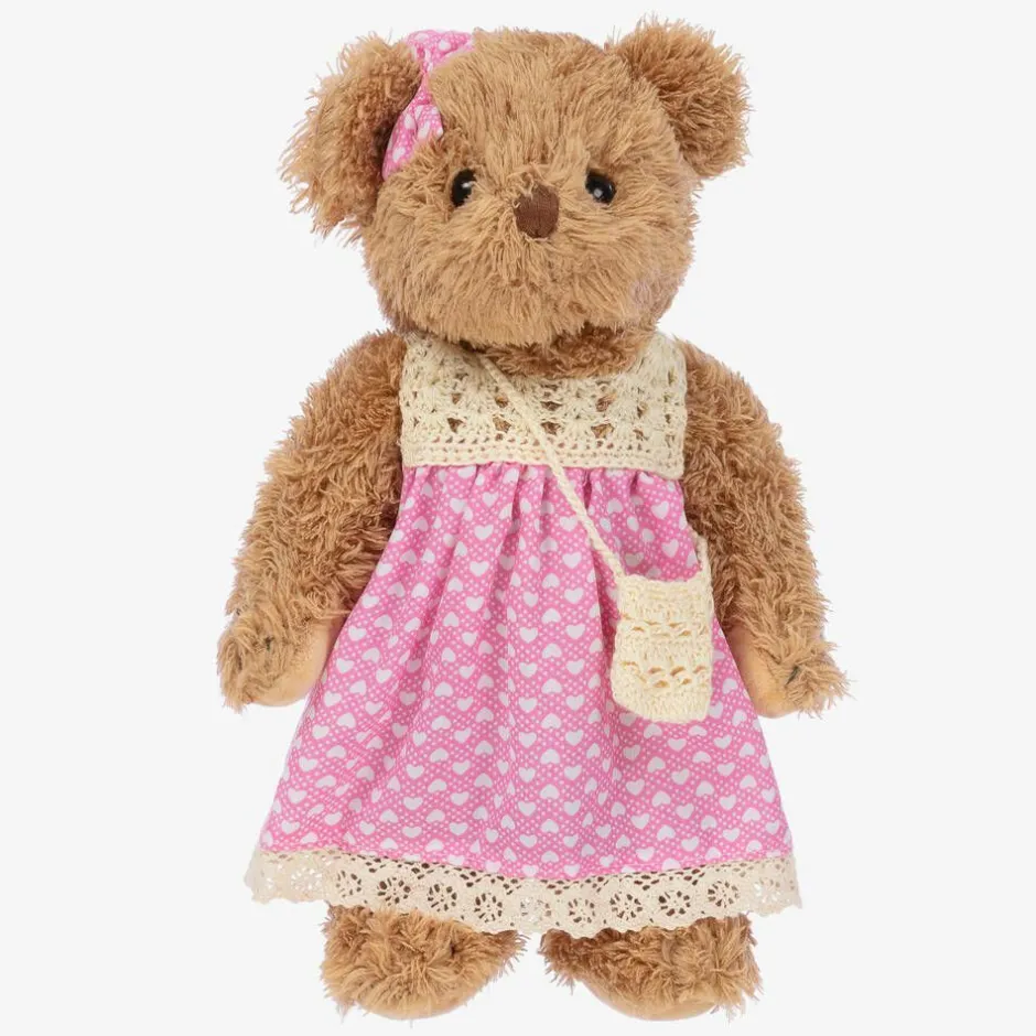 Powell Craft Brown Pink Dress Teddy Bear (34cm)