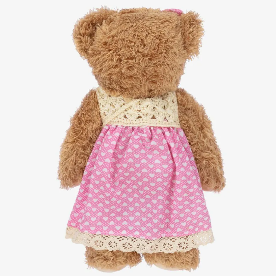 Powell Craft Brown Pink Dress Teddy Bear (34cm)