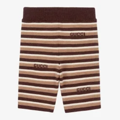 Gucci Brown Stripe Knitted Wool Baby Shorts New