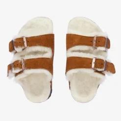 Birkenstock Brown Suede & Shearling Sandals Online