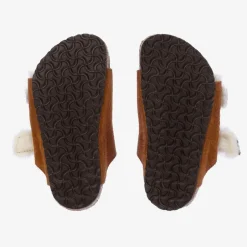 Birkenstock Brown Suede & Shearling Sandals Online