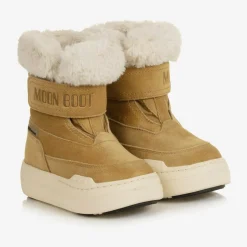 Moon Boot Brown Suede Leather Velcro Boots Outlet