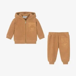 Moschino Baby Brown Teddy Bear Fleece Tracksuit Hot