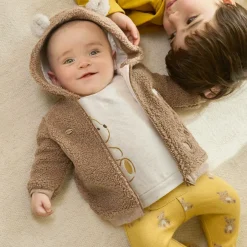 Mayoral Newborn Brown Teddy Fleece Zip-Up Baby Top Discount