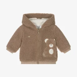 Mayoral Newborn Brown Teddy Fleece Zip-Up Baby Top Discount