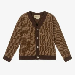 Gucci Brown Wool GG Baby Cardigan Sale