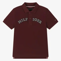 Tommy Hilfiger Burgundy Red Varsity Logo Polo Shirt Outlet