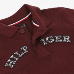 Tommy Hilfiger Burgundy Red Varsity Logo Polo Shirt Outlet