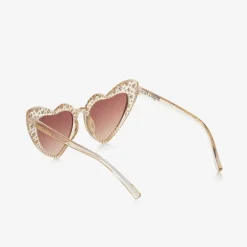 Angels Face Clear Pink Heart Diamanté Sunglasses (UV400) Peach