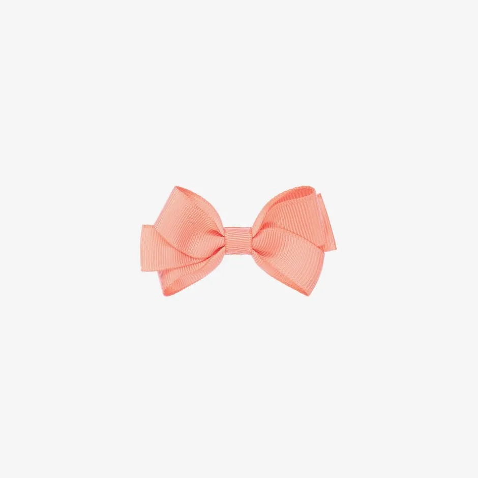 Peach Ribbons Coral Pink Bow Hair Clip (7cm)