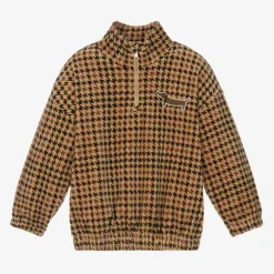 Mini Rodini Dark Beige Houndstooth Velour Sweatshirt Discount