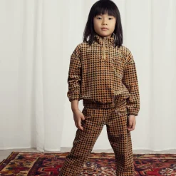 Mini Rodini Dark Beige Houndstooth Velour Sweatshirt Discount
