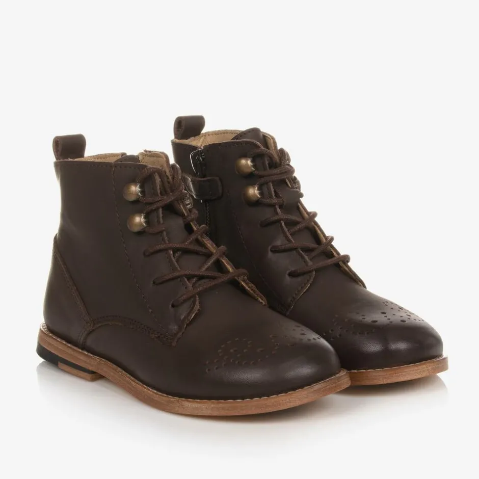 Young Soles Dark Brown Brogue Ankle Boots Outlet
