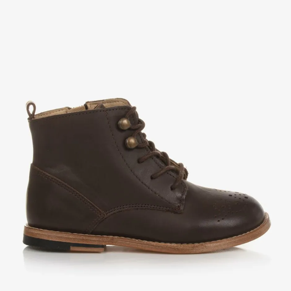 Young Soles Dark Brown Brogue Ankle Boots Outlet