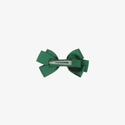 Peach Ribbons Dark Green Bow Hair Clip (7cm) Clearance