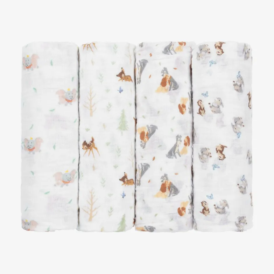 aden + anais Disney White Muslin Swaddles (4 Pack) Online