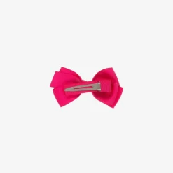 Peach Ribbons Fuchsia Pink Bow Hair Clip (7cm)