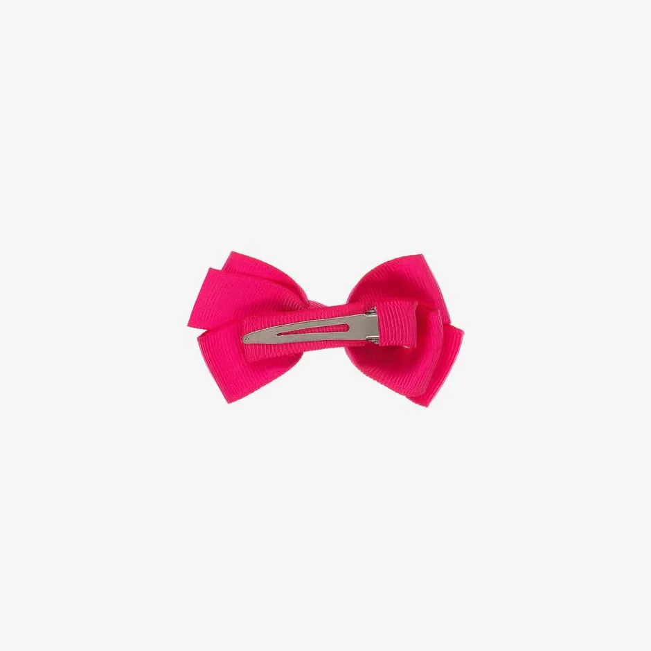 Peach Ribbons Fuchsia Pink Bow Hair Clip (7cm)