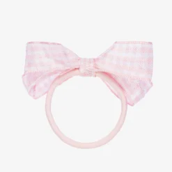 Peach Ribbons Gingham Bow Hair Elastic (7cm) Sale