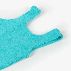 Hunza G Girls Blue Crinkle Swimsuit Aqua