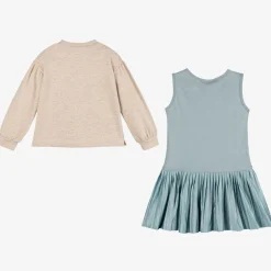 Mayoral Girls Beige & Blue Dress Set