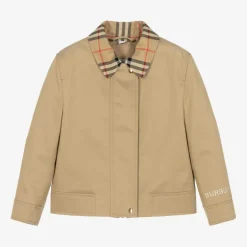 Burberry Girls Beige & Check Gabardine Jacket Outlet