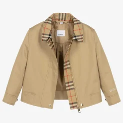 Burberry Girls Beige & Check Gabardine Jacket Outlet