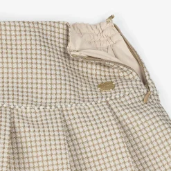 Le Chic Girls Beige & Glittery Gold Pleated Skirt Hot