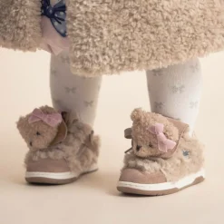 Monnalisa Girls Beige & Pink Teddy Bear Trainers Best