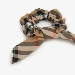 Burberry Girls Beige Check Hair Scrunchie (10cm) Sale