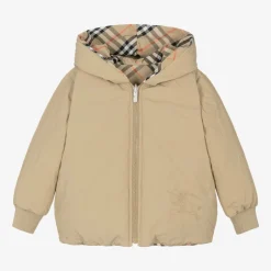 Burberry Girls Beige Check Reversible Down Jacket Hot