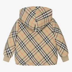 Burberry Girls Beige Check Reversible Down Jacket Hot
