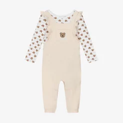 Guess Girls Beige Cotton Babysuit Gift Set Hot