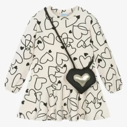 Mayoral Girls Beige Cotton Heart Print Dress Set Discount