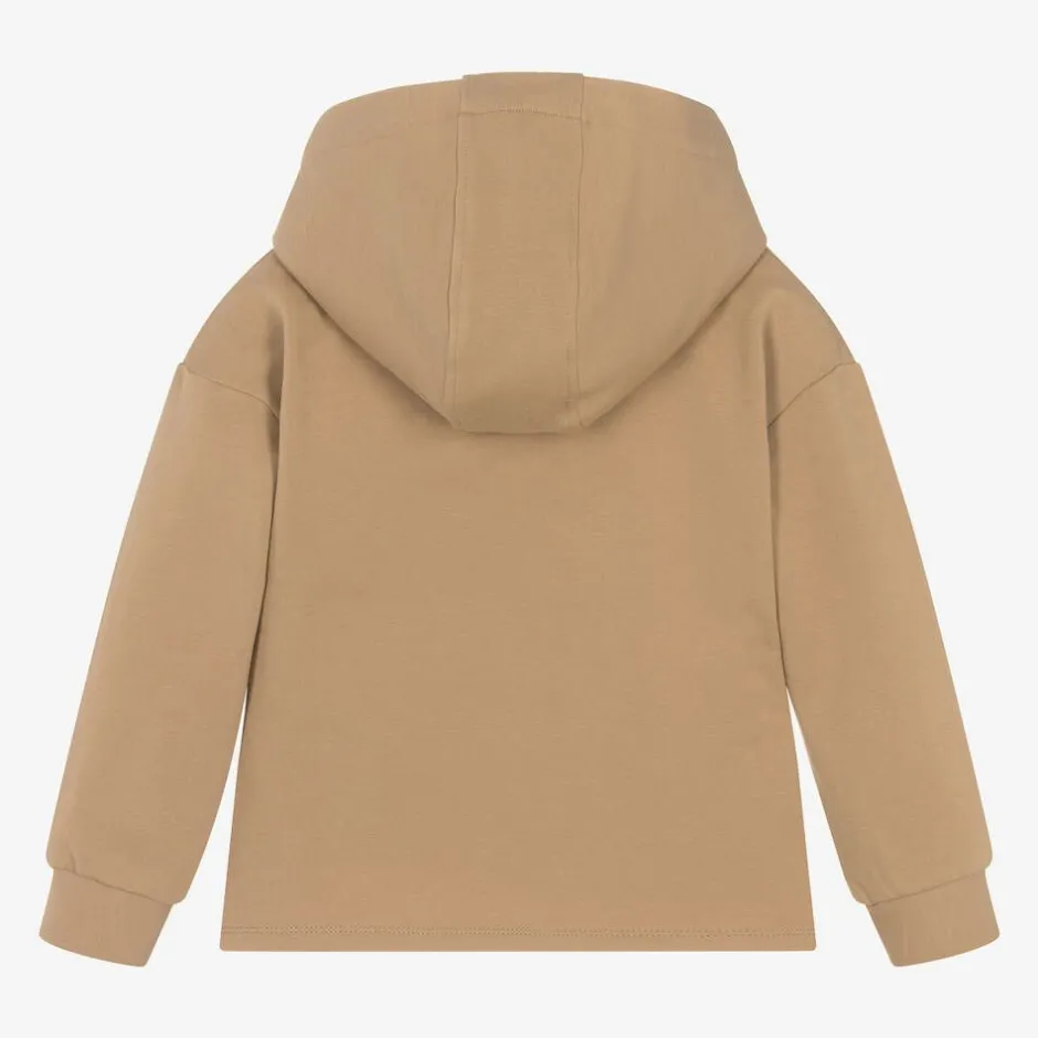 Patachou Girls Beige Cotton Horse Print Hoodie Clearance