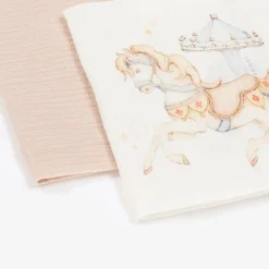 Jamiks Girls Beige Cotton Horse Muslins (2 Pack)