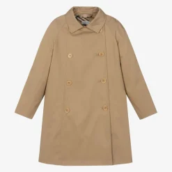 Burberry Girls Beige Cotton Twill Coat New