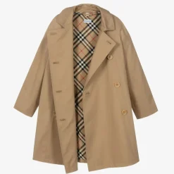 Burberry Girls Beige Cotton Twill Coat New