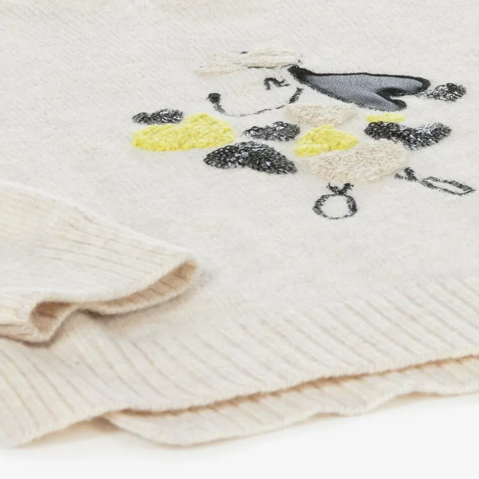 Mayoral Girls Beige Dog & Sequin Heart Sweater New