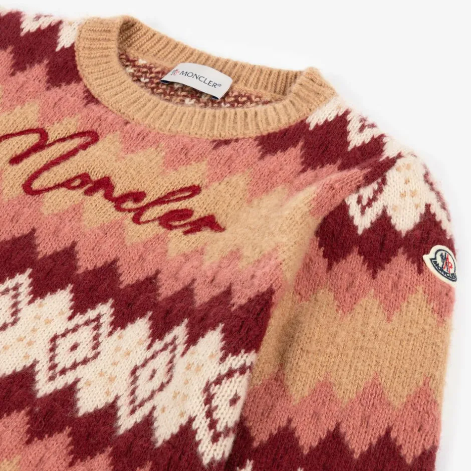 Moncler Enfant Girls Beige Fair Isle Wool Sweater Best