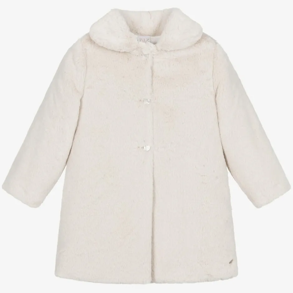 Paz Rodríguez Girls Beige Faux Fur Coat Best