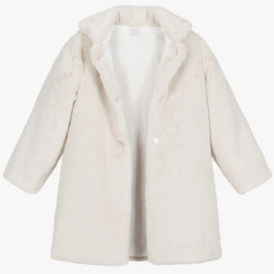 Paz Rodríguez Girls Beige Faux Fur Coat Best