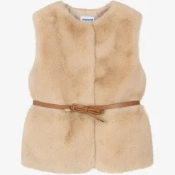 Mayoral Girls Beige Faux Fur Gilet Outlet