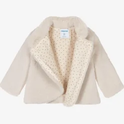 Mayoral Girls Beige Faux Fur Jacket Online