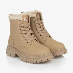 Calvin Klein Girls Beige Faux Leather Boots Online
