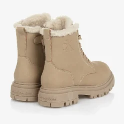 Calvin Klein Girls Beige Faux Leather Boots Online