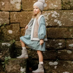 Paz Rodríguez Girls Beige Faux Suede & Fleece Gilet Hot