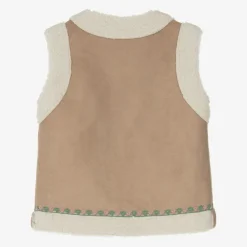 Paz Rodríguez Girls Beige Faux Suede & Fleece Gilet Hot