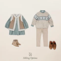 Paz Rodríguez Girls Beige Faux Suede & Fleece Gilet Hot