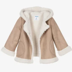 Mayoral Girls Beige Faux Suede Coat Best